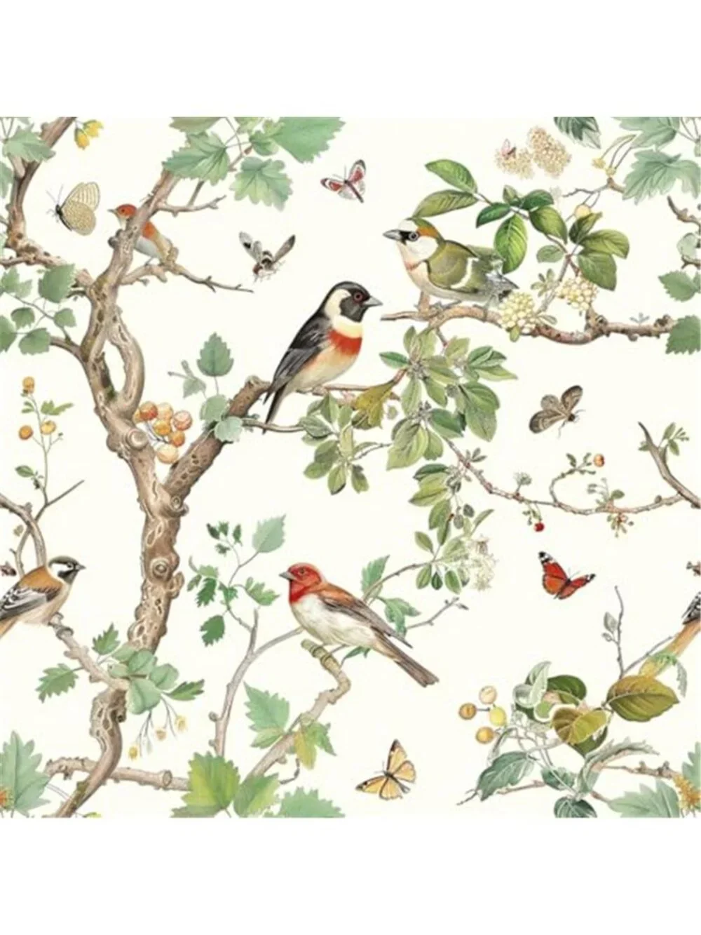 Peel Stick Wallpaper Vintage Floral Bird Boho Removable Wall Paper Bathroom
